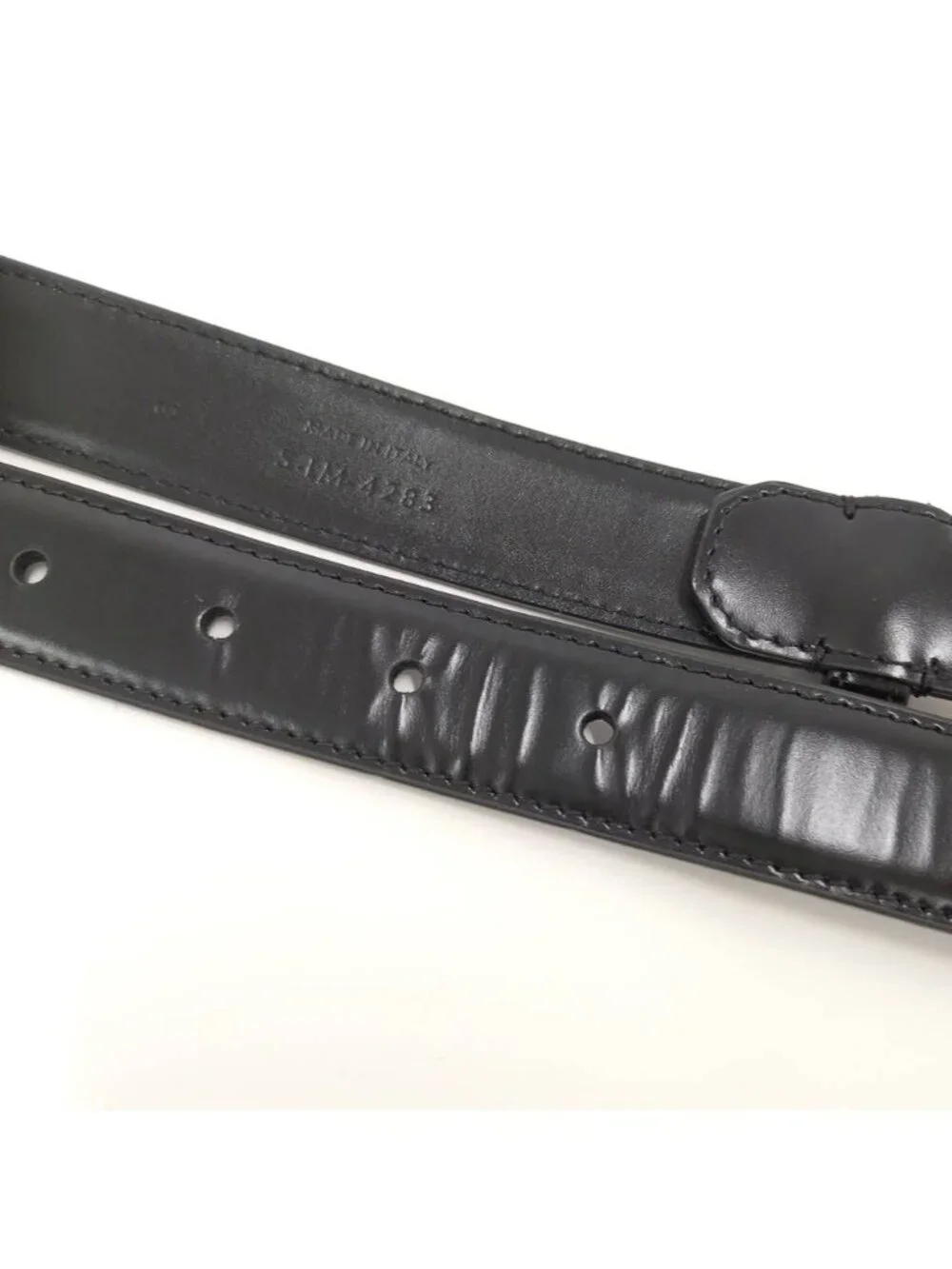 Celine Belt Triomphe Gold Leather Black